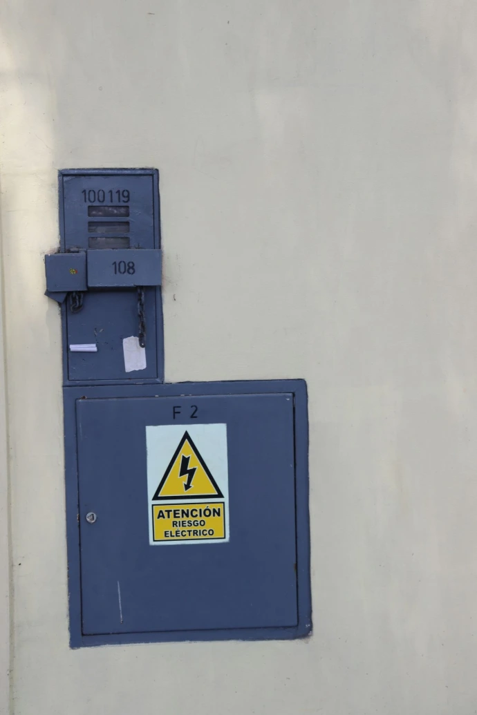 Electrical warning box on a wall